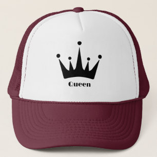 Custom Black Crown Image Queen Text White-Maroon Trucker Hat