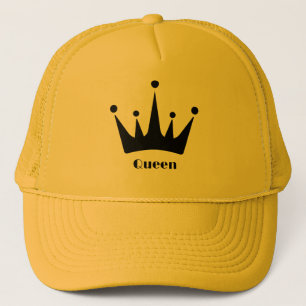 Custom Black Crown Image Queen Text Yellow Colour Trucker Hat