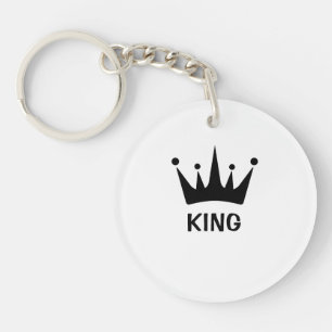 Custom Black Crown King Text Circle Acrylic Key Ring