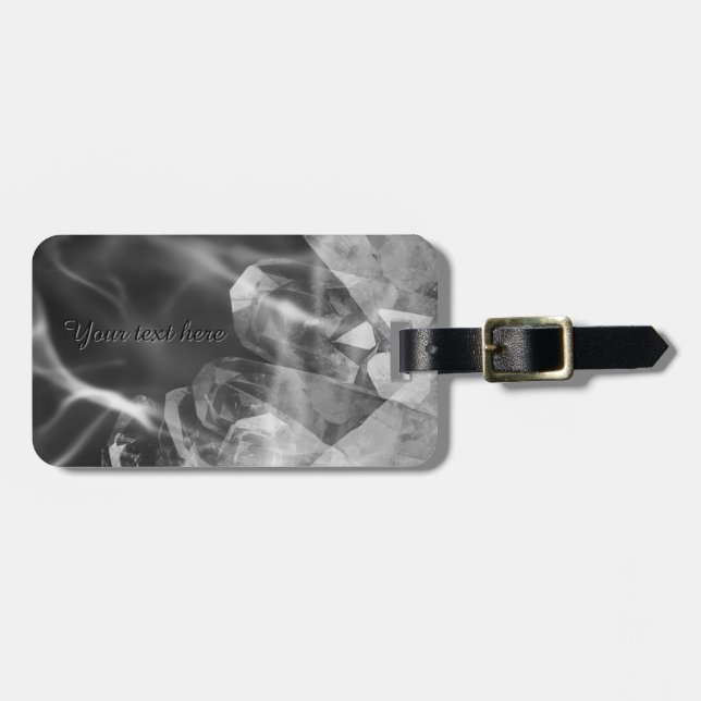 Custom black crystal luggage tag (Front Horizontal)