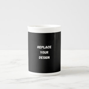 Custom Black Design Add Photo or Text Bone China Mug