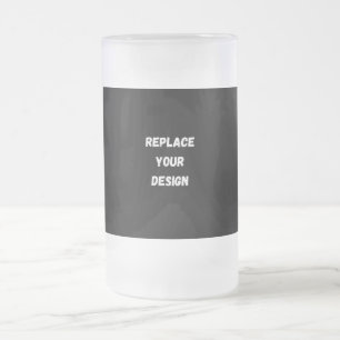 Custom Black Design Add Photo or Text Frosted Glass Beer Mug