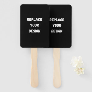 Custom Black Design Add Photo or Text Hand Fan