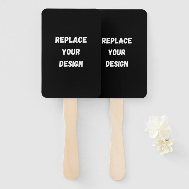 Custom Black Design Add Photo or Text Hand Fan (Front and Back)