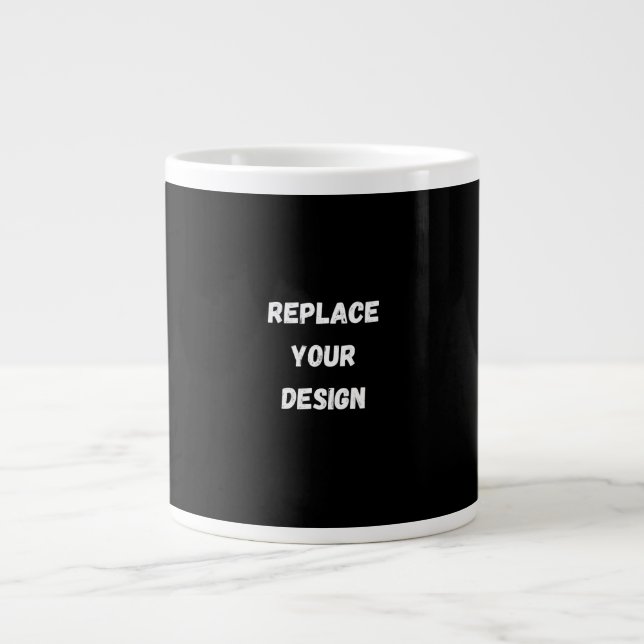 Custom Black Design Add Photo or Text Large Coffee Mug (Front)