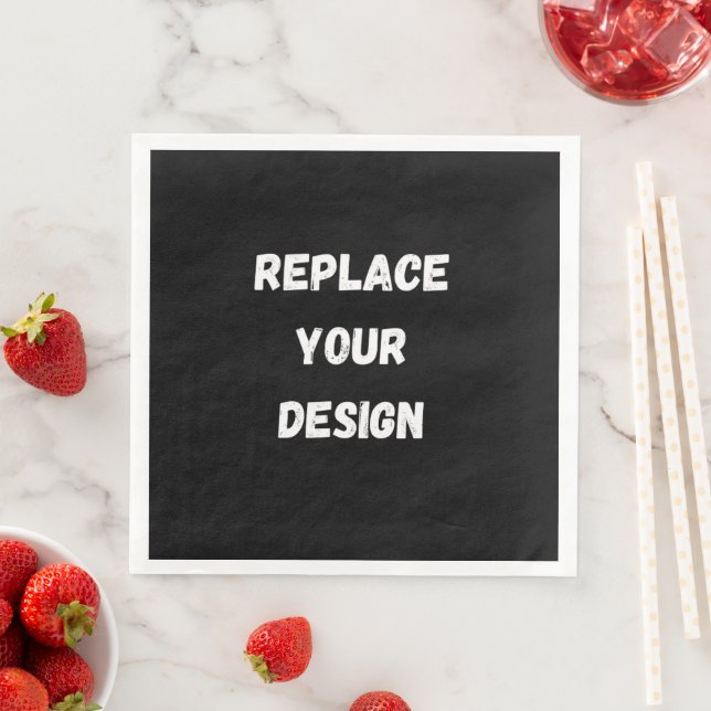 Custom Black Design Add Photo or Text Napkin (Insitu)