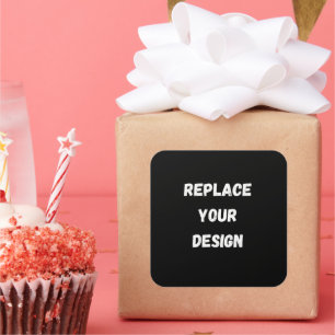 Custom Black Design Add Photo or Text Square Sticker