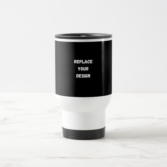 Custom Black Design Add Photo or Text Travel Mug (Center)