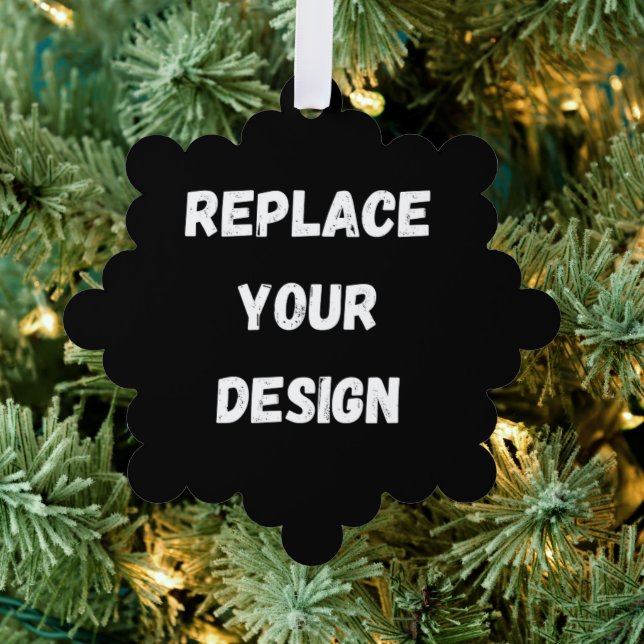 Custom Black Design Add Photo or Text Tree Decoration Card (Insitu (Tree))