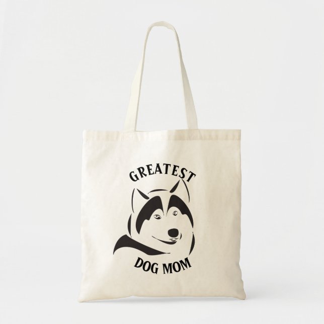 Custom Black Dog Illustration Greatest Dog Mum Tote Bag (Front)