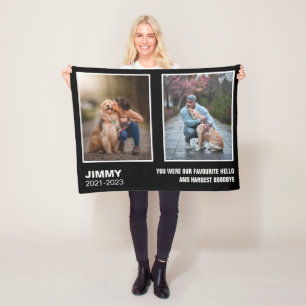 Custom Black Dog Memorial 2 Photo Collage  Fleece Blanket