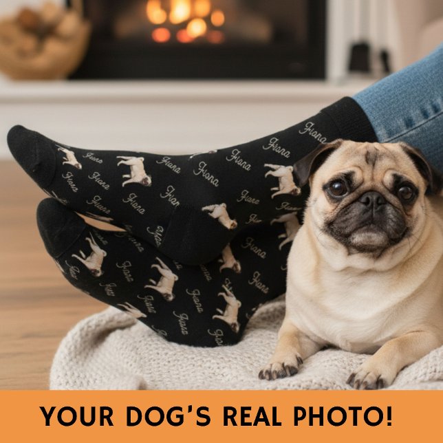 Custom Black Dog Photo Socks (Creator Uploaded)