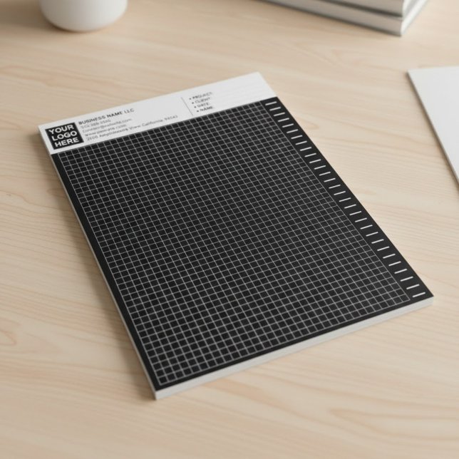 Custom Black Engineering Graph Paper Pad with Logo (custom graph paper, engineering pad logo, architectural grid pad)