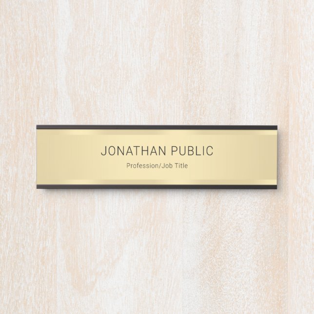 Custom Black Faux Gold Glamourous Template Modern Door Sign (Front)