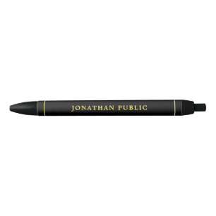 Custom Black Faux Gold Name Trendy Simple Template Black Ink Pen