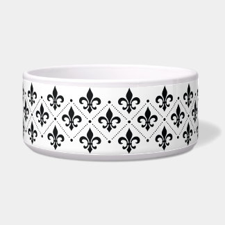 Custom Black Fleur de Lis Dog Cat Pet Bowl
