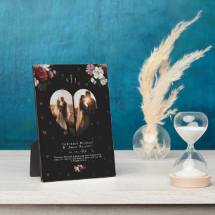 Custom Black Floral couple valentine's Day Gift  Plaque
