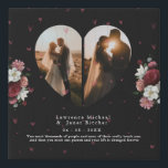 Custom Black Floral couple valentine's Day present Faux Canvas Print<br><div class="desc">Minimalist personalised "heart Shaped collage" canvas printable contains 2 big photos of artwork. DESIGN TIPS: Customise further to alter text size or font. To order without text,  you can also delete the text and the Love Message</div>