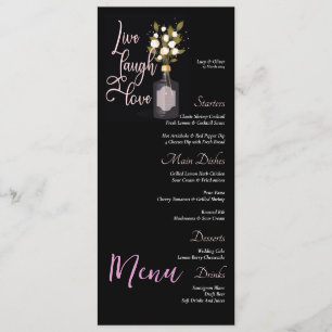 Custom Black Floral Wedding Menu with Quote