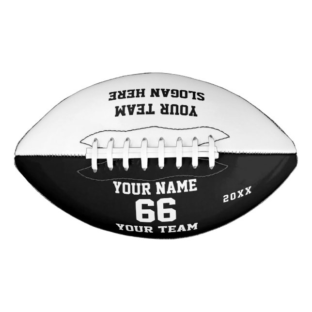 Custom black Football with Name, Number, Team American Football (Front)