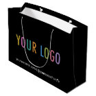 Custom Black Gift Bag with Company Logo 12.5x9 in