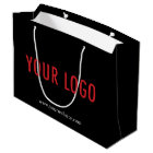 Custom Black Gift Bag with Company Logo 12.5x9 in