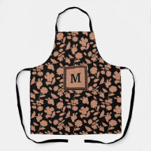 Custom Black Glitter Floral Pattern Monogram