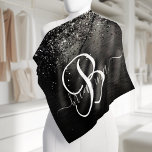 Custom Black Glitter Sparkle Monogram Bandana<br><div class="desc">Easily personalise this trendy elegant bandanna design featuring pretty black sparkling glitter on a black brushed metallic background.</div>