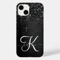 Custom Black Glitter Sparkle Monogram
