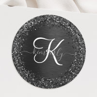 Custom Black Glitter Sparkle Monogram