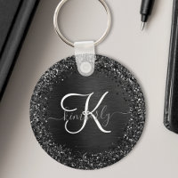 Custom Black Glitter Sparkle Monogram