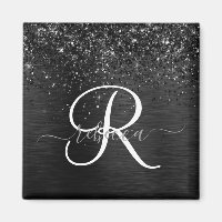 Custom Black Glitter Sparkle Monogram