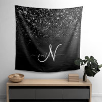 Custom Black Glitter Sparkle Monogram