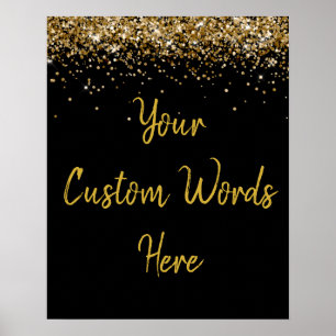 Custom Black & Gold Anniversary Party Welcome Sign