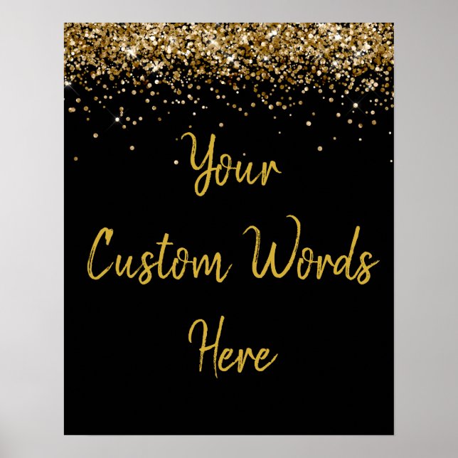 Custom Black & Gold Anniversary Party Welcome Sign (Front)