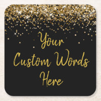 Custom Black & Gold Birthday Party Favour Glitter 