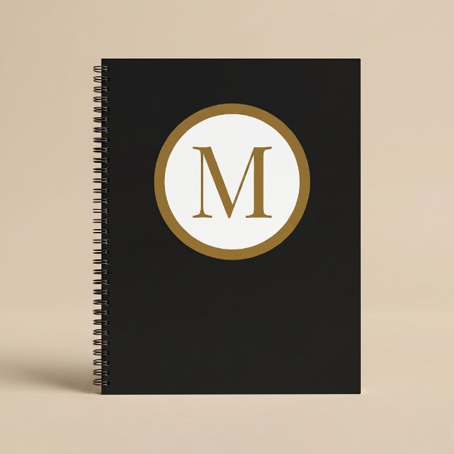 Custom Black & Gold Center Seal Monogram Notebook (Creator Uploaded)