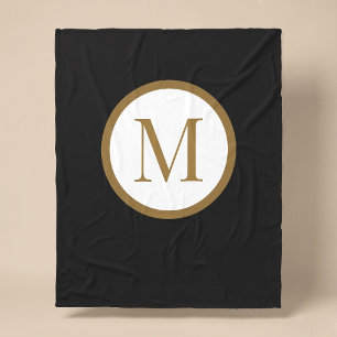 Custom Black & Gold Centre Seal Monogram Fleece Blanket