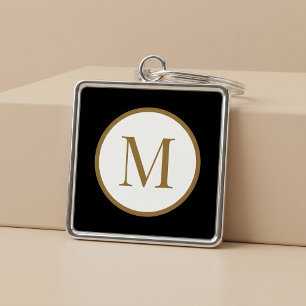 Custom Black & Gold Centre Seal Monogram Key Ring