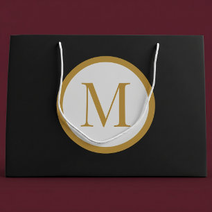 Custom Black & Gold Centre Seal Monogram Large Gift Bag