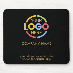Custom Black Gold Company Business Logo Branded Mouse Mat