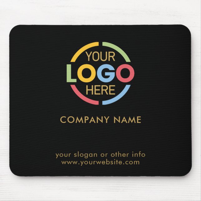 Custom Black Gold Company Business Logo Branded Mouse Mat (Front)