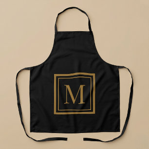 Custom Black & Gold Framed Monogram Apron