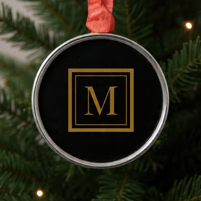 Custom Black & Gold Framed Monogram Metal Tree Decoration (Creator Uploaded)