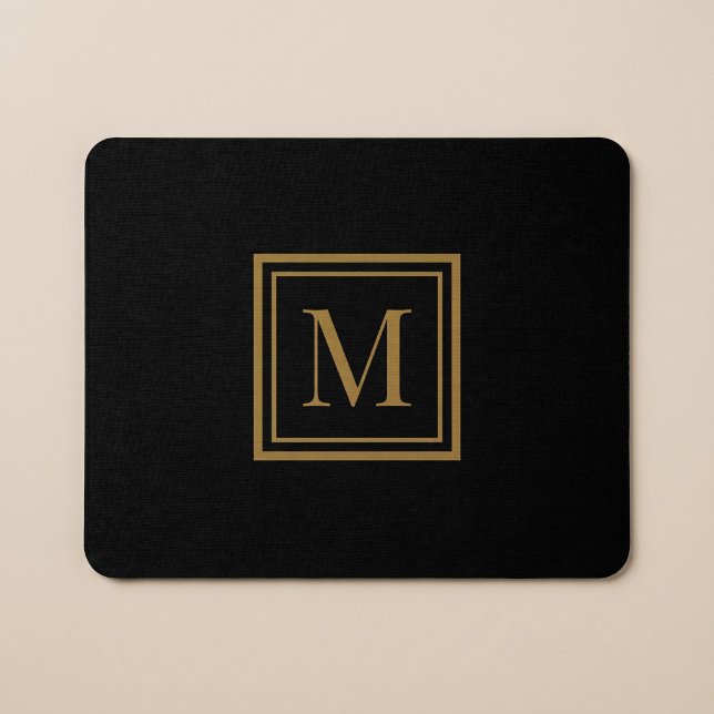 Custom Black & Gold Framed Monogram Mouse Mat (Creator Uploaded)
