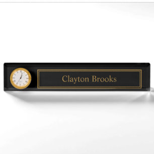 Custom Black & Gold Framed Monogram Nameplate