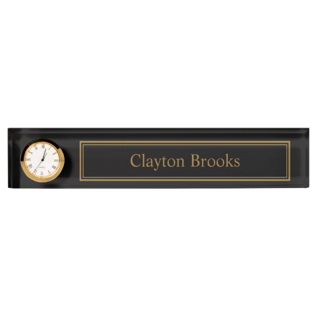 Custom Black & Gold Framed Monogram Nameplate (Front)