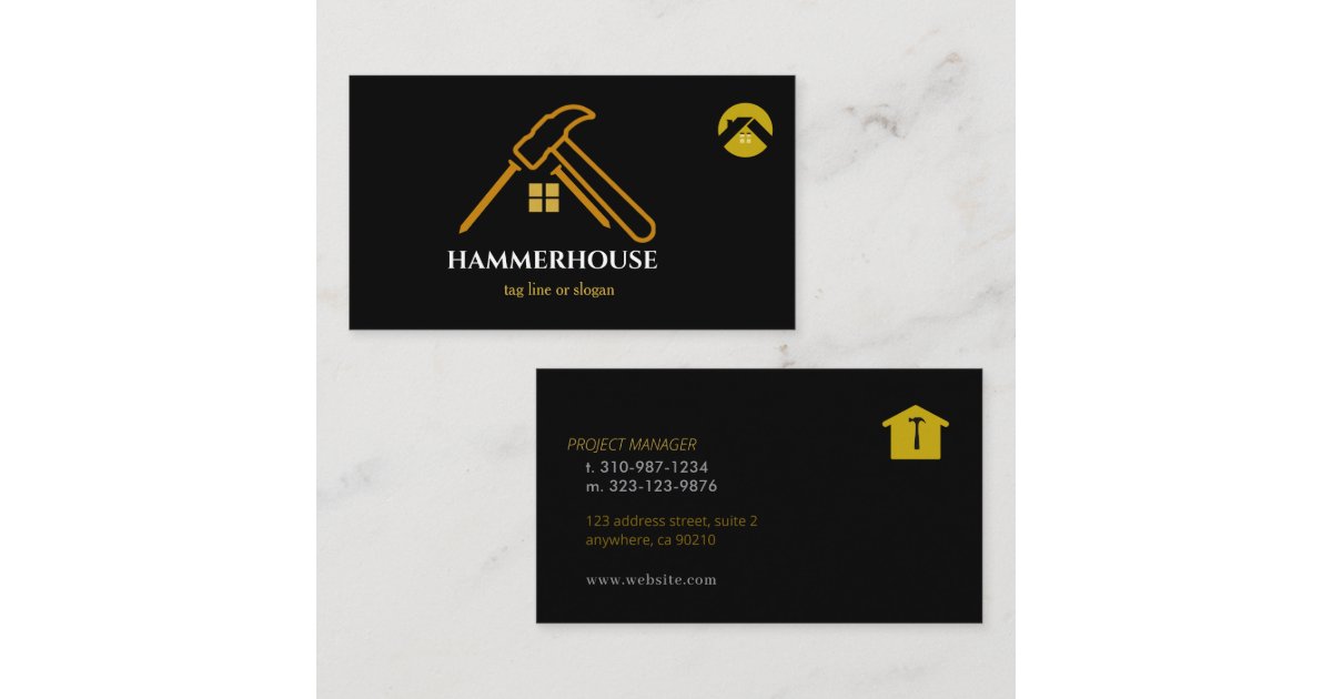 Custom Black + Gold Home Building Construction Lux Business Card | Zazzle