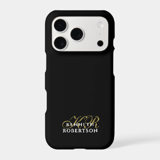 Custom Black Gold Initials White Name Minimalist 
