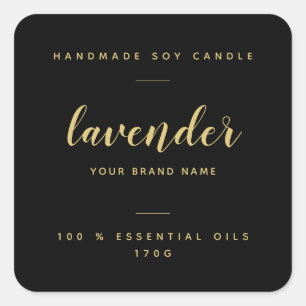 Custom black gold packaging candle product label